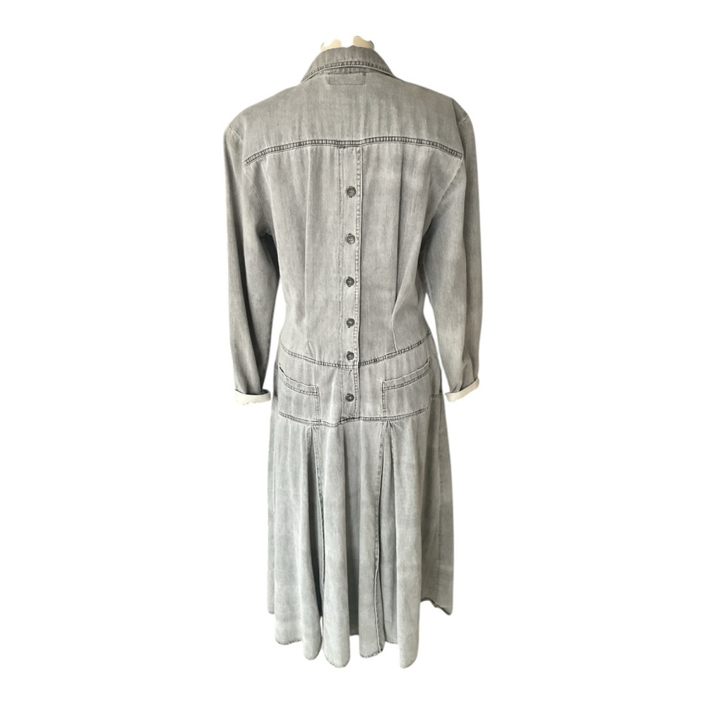 Brenner Gray Denim Style Button Back Dress Size 14 Vintage Look - Picture 4 of 7